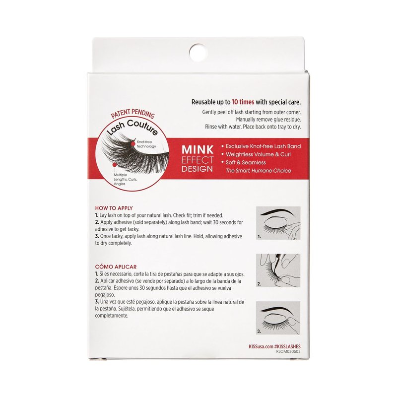 KISS Lash Couture Faux Mink False Eyelashes Multipack, ‘Jubilee’, 10mm, Multiple Lengths, Reusable, Cruelty Free, Vegan, Exclusive Knot-Free Lash Band, 4 Pairs