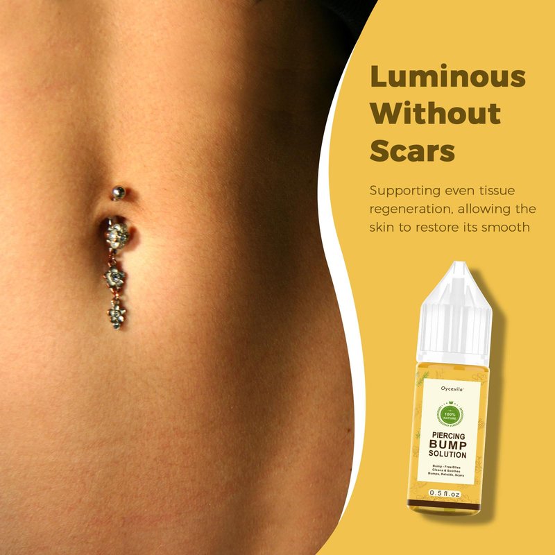 0.5oz -100% Natural Piercing Bump Solution & Keloid Bump Removal Drops (with 20 Cotton Swabs), Professional Piercings Aftercare Oil to Relieve & Reduce Appearance of Keloid/Scar on Nose, Ear & Belly