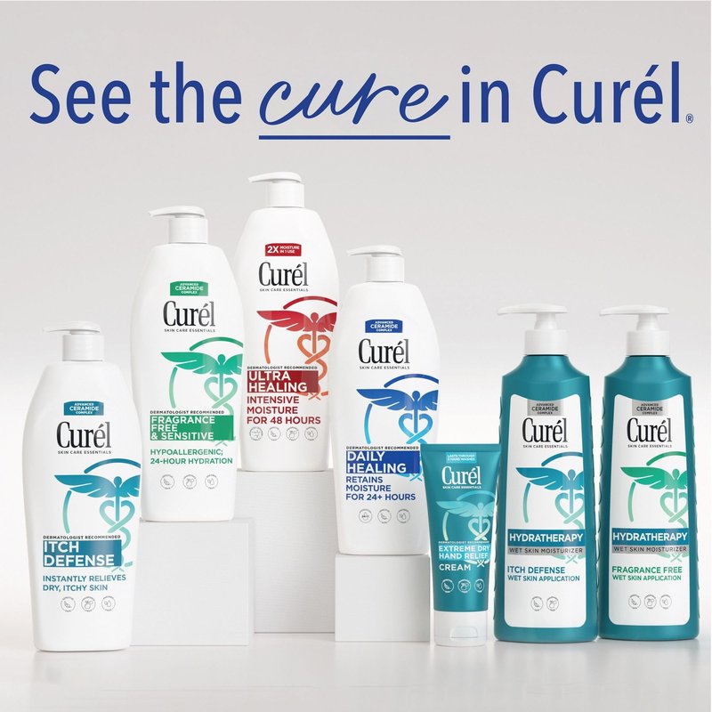 Curel Ultra Healing Lotion for Sensitive and Dry Skin, Hand and Body Lotion Repairs Moisture Barrier, Ceramide Moisturizer, Fragrance-Free, Dermatologist Recommended, Body Care, 20 Fl Oz