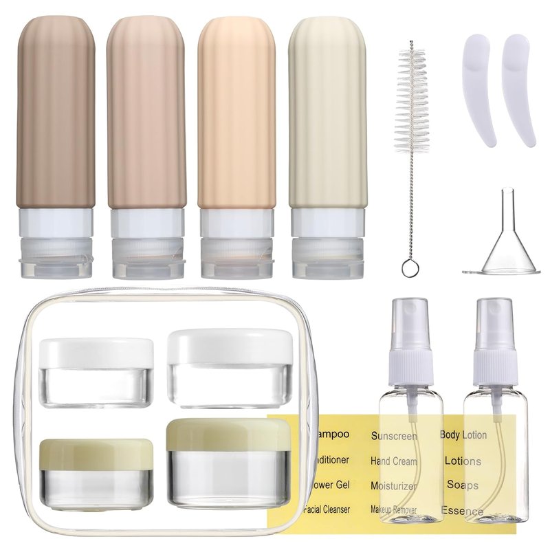 Mrsdry Travel Bottles Set - 16 Leakproof Silicone Containers for Toiletries | TSA Approved, 3oz