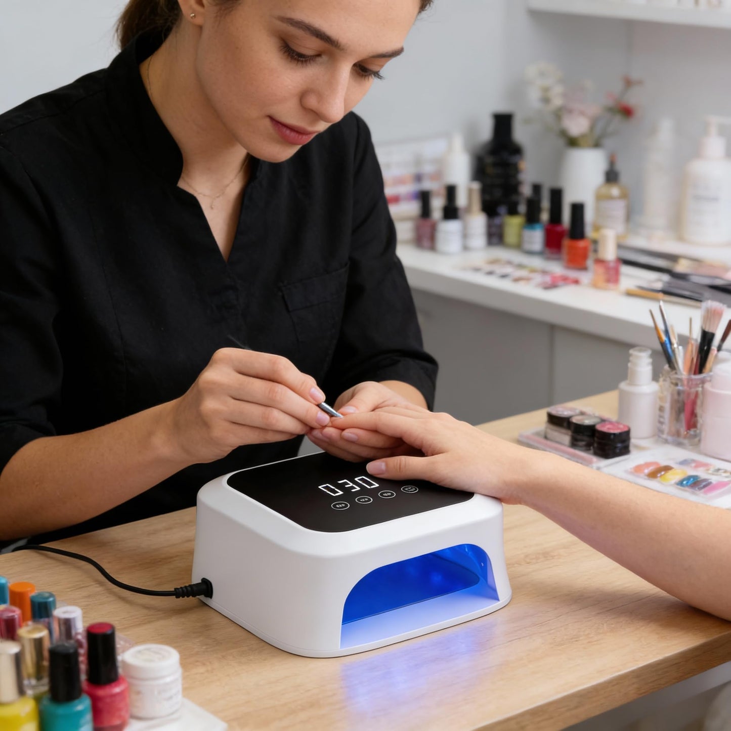 UV LED Nail Lamp with Detachable Reflective Base,36 Beads Large LCD Screen, Auto Sensor & 4 Timer Settings,Nail Dryer Lights for Acrylic Nail Gels - Professional Gel Polish Dryer for Home & Salon Use