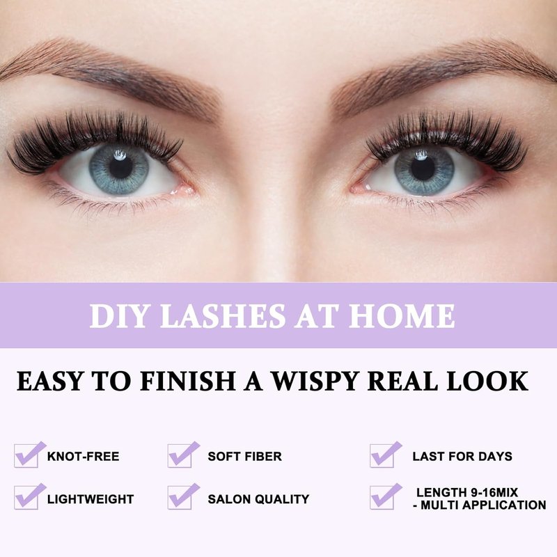 B&Q Lash Clusters - 280PCS Natural Eyelash Extensions | 30D & 40D C Mix for Comfortable DIY Glam