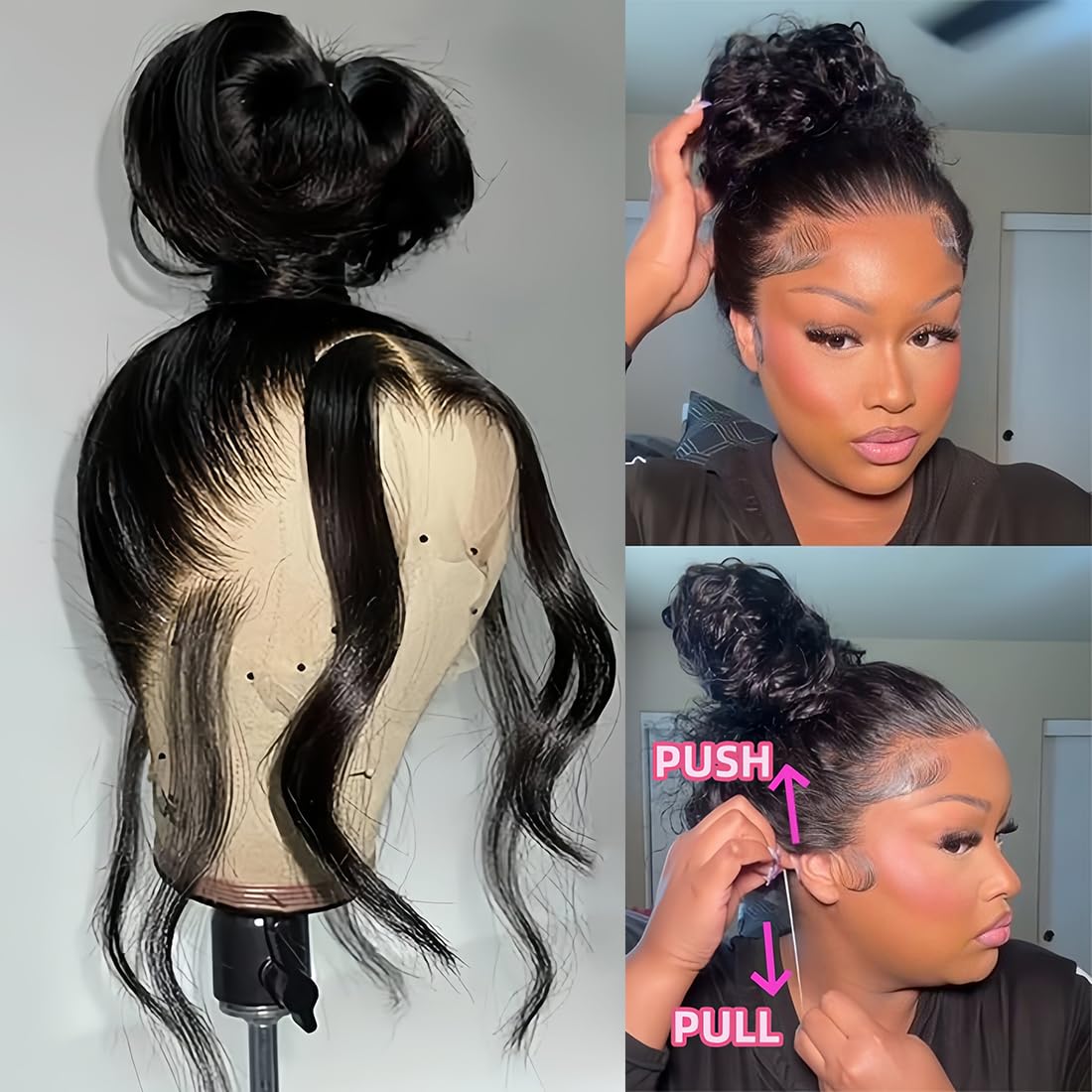 TwerkGirls Body Wave 360 Lace Front Wigs Human Hair Pre Plucked Hidden Strap 26Inch 220% Density Drawstring Wig 360 HD Full Lace Human Hair Glueless Wigs for Black Women