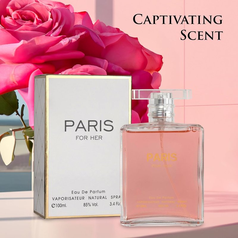 NovoGlow Paris Eau de Parfum Spray for Women - Long-Lasting Casual Fragrance | 3.4 Oz Bottle