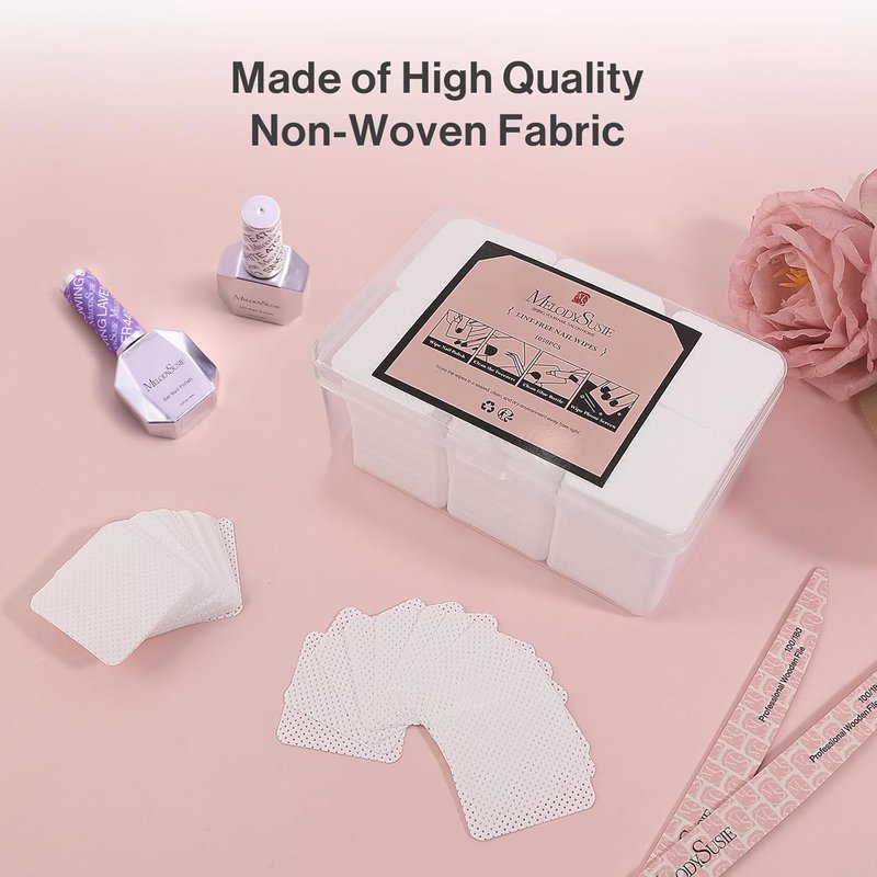 MelodySusie Lint-Free Nail Wipes - 1050 Pcs Super Absorbent Soft Non-Woven for Polish & Extensions