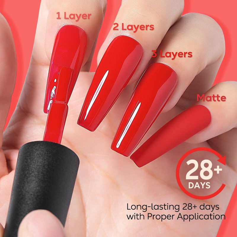 Nicedeco Hema Free Cruelty Free Vegan Gel Nail Polish 1 Pcs 15ml Red Color Soak Off LED U V Gel for Nail Art Manicure Salon DIY -011