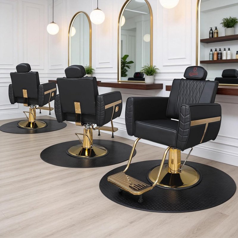 Ergonomic Reclining Barber Chair - Heavy-Duty Hydraulic Styling Seat | 550 LBS Capacity, Removable Headrest, Black