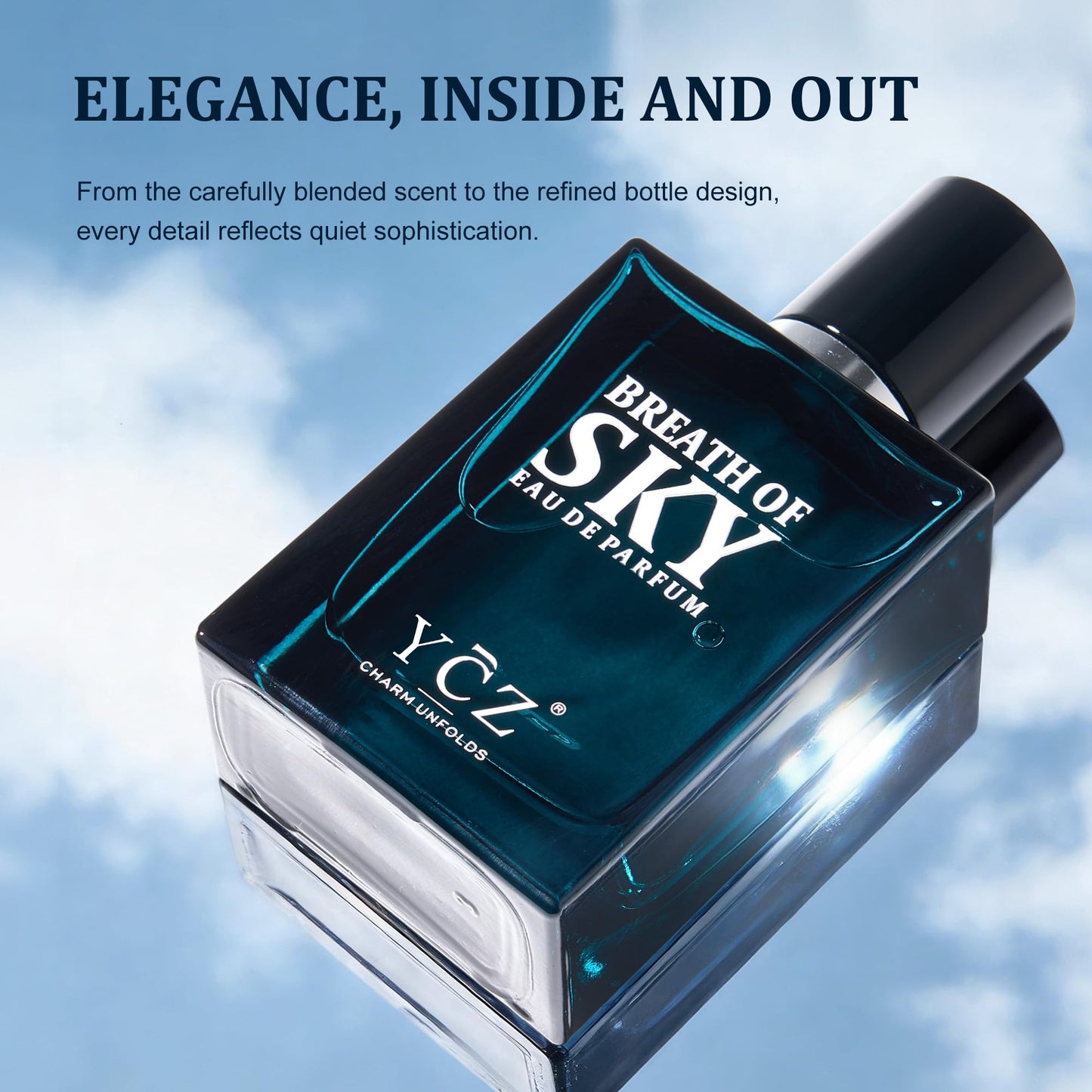 Ycz SKY Cologne for Men, 1.7oz Long-Lasting Eau de Parfum -Aromatic Woody Scent with Orange Blossom & Rose, Amber & Cedarwood Base, Fresh Masculine for Daily Wear, Date Night & Special Occasions