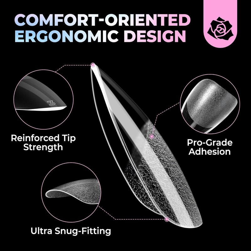 Short Almond Gel Nail Tips - 300PCS Pre-Etched Soft Gel | Easy DIY Press-On Nails for Salon Quality Finish