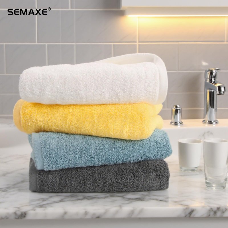 SEMAXE Yellow Hand Towels for Bathroom, 4-Pack Cotton Hand Towels with Hanging Loop, Soft & Absorbent, Quick Dry, Bright Bathroom Use, Easy Care