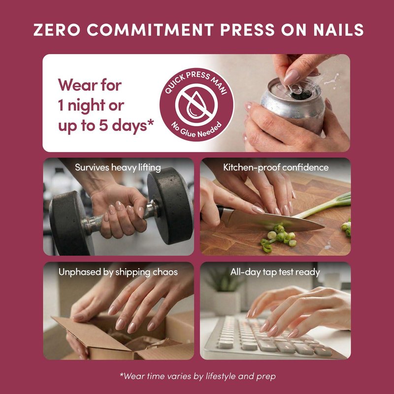 Glamnetic Quick Press Mani - Mess-Free Oval Extra Short Press-On Nails | 30 Nail Kit in 15 Sizes - Teddy