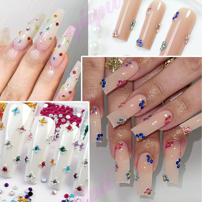qiipii 24 Color 2mm Small Crystal Resin Rhinestones for Bedazzling Crafting SS6 Tiny Flatback Stones Colorful Gems Diamonds Charms for Nails Eyes Face Makeup Tumblers Bottles DIY Crafts Clothes Shoes