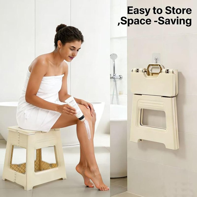 Foldable Shower Stool - Anti-Slip Foot Rest for Shaving Legs | 11.9" Height, Compact Design for Travel & Bathroom