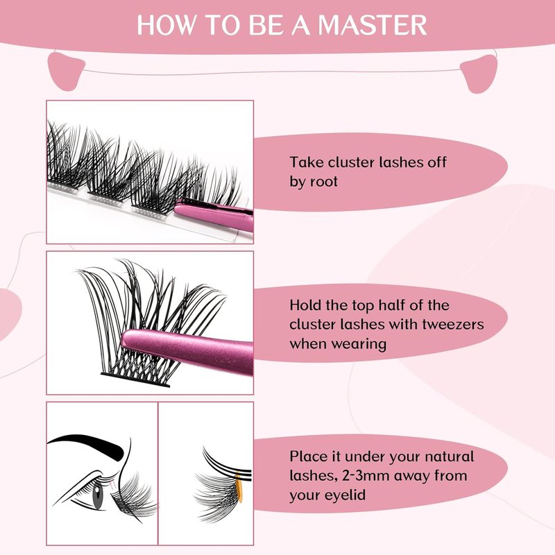 Cluster Lashes - 72 Pcs DIY Eyelash Extensions | Natural Soft & Comfortable Reusable Lashes - D-12mm