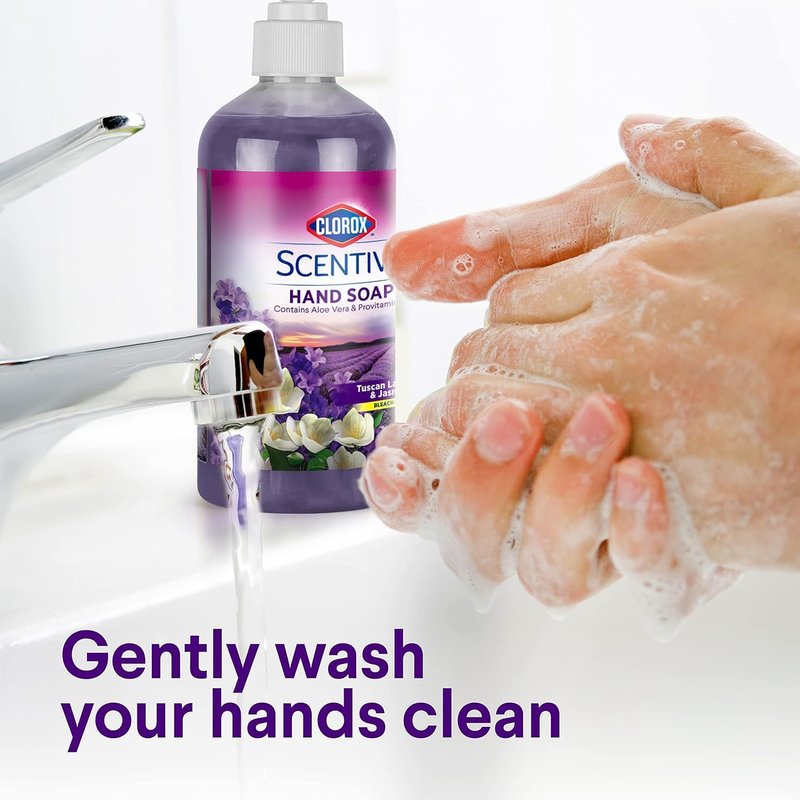 Clorox Scentiva Liquid Hand Soap - Tuscan Lavender & Jasmine Scent | Bleach-Free, Aloe Vera, 14 Fl Oz - 2 Pack