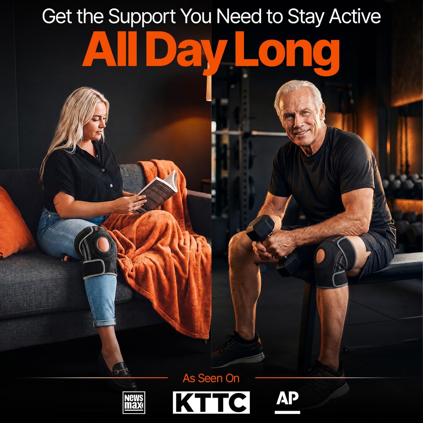 DR. BRACE ELITE Knee Brace with Side Stabilizers & Patella Gel Pads for Maximum Knee Pain Support and fast recovery for men and women-Please Check How To Size Video (Mercury, Large)
