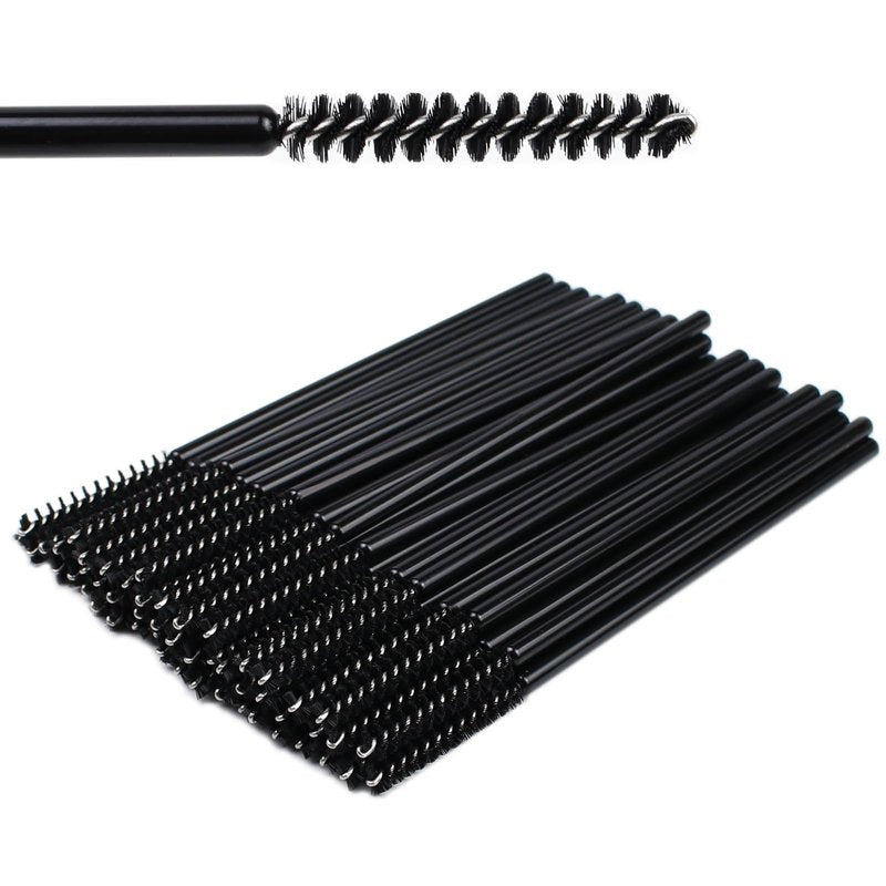 Mini Disposable Skinny Mascara Wands 50pcs Micro Eyelash Brush Small Makeup Brush Applicators Eyebrow Spoolies (Skinny-P-Black-50)