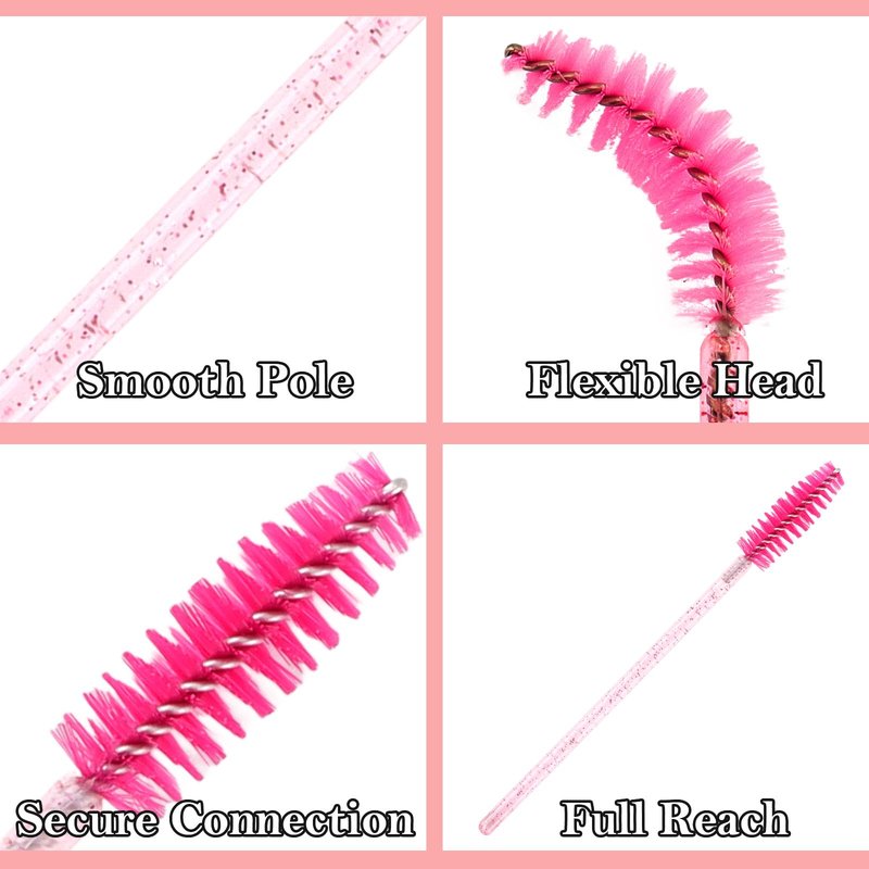 Aprince 500PCS Disposable Lash Spoolies Eyelash Brushes Mascara Wands Brow Spoolie for Makeup Applicators Eyelash Extensions Brow Brush
