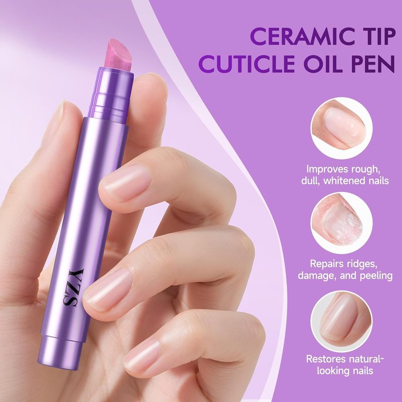 Cuticle Oil Pen - 4-in-1 Nail Treatment with Ceramic Tip | Cuticle Remover for Hangnails & Damaged Nails