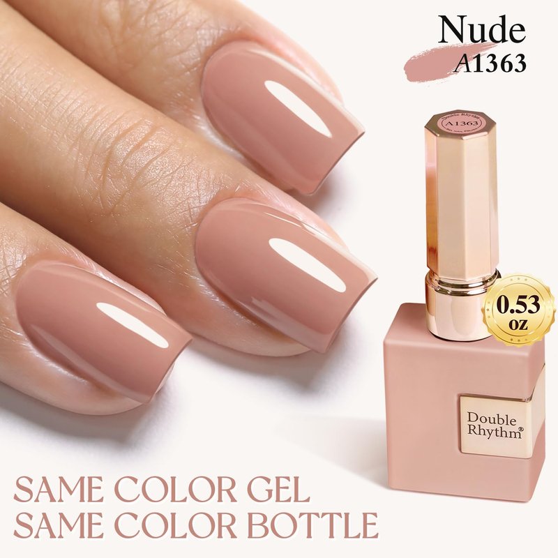 Nude Gel Polish - Double Rhythm 15ML Soak Off Nail Art for Women | Pure Sheer Finish (Nude-A1363)