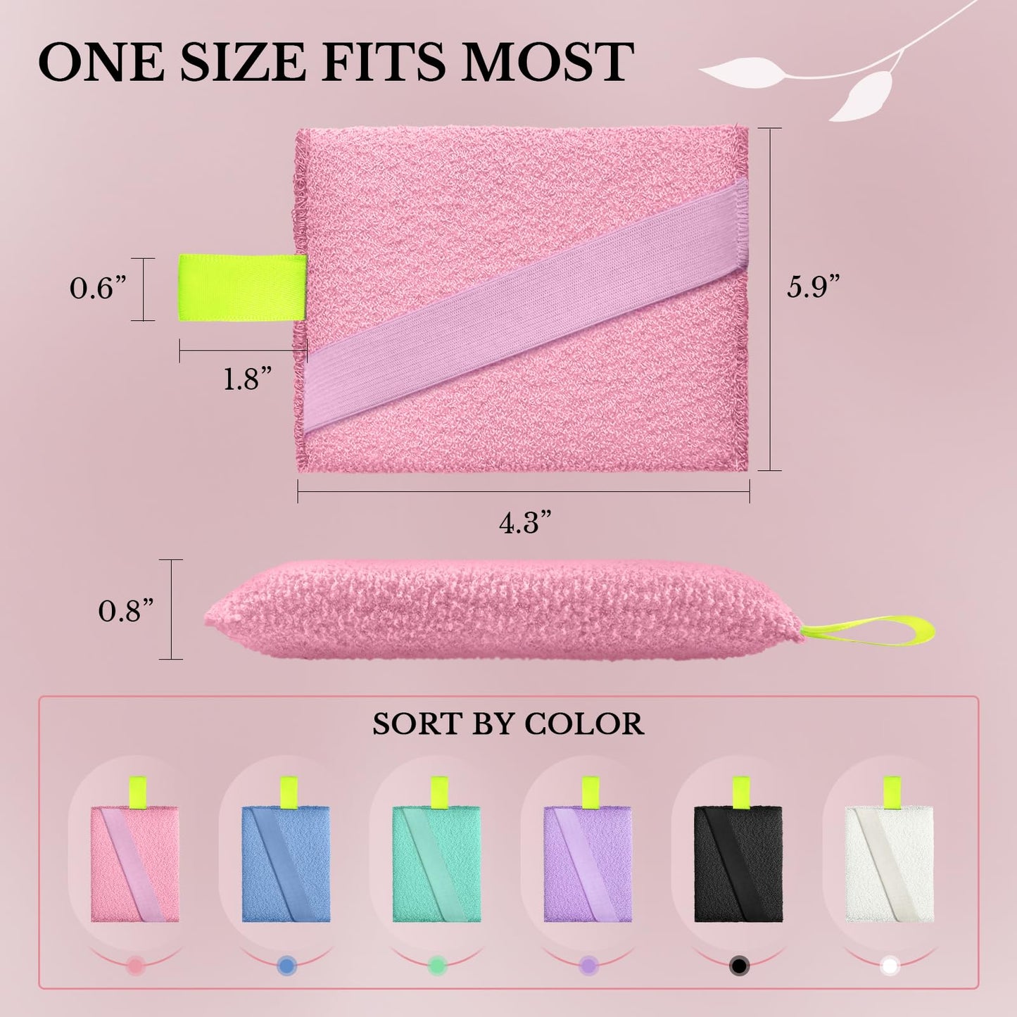 MIG4U Exfoliating Body Scrubber Sponge Exfoliate Dead Skin Bath Sponge for Shower, Luxury Foaming Skin Scrubber for Women Men, 3 Pack Macaroon