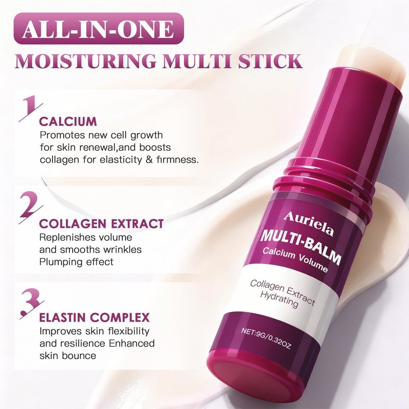 Calcium Multi Balm Stick - Anti-Aging Hydration & Firming Moisturizer | 2 Pack for Face, Eyes, Lips & Neck