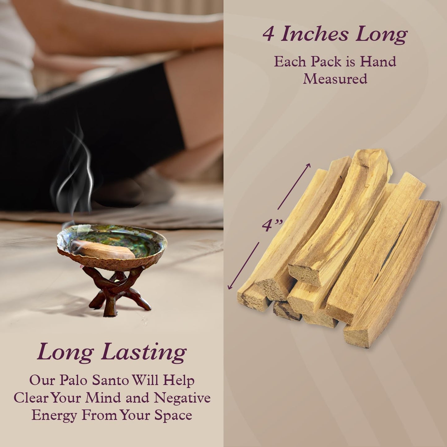 Purple Canyon Palo Santo Incense Sticks - 8 Pack | Sustainably Harvested Natural Incense for Smudging, Meditation, Cleansing, and Stress Relief
