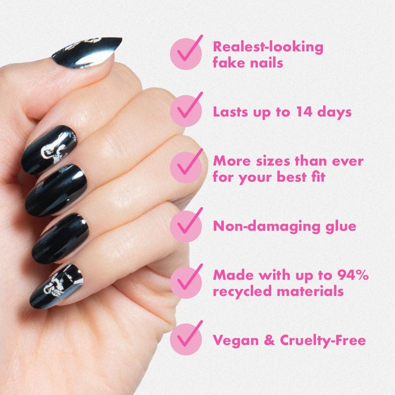 Olive & June Instant Mani Press-On Nails (Glue) | Star Wars: The Mandalorian & Grogu | 42 Fake Nails, 21 Sizes | Non-Toxic, Long-Lasting Up to 14 Days | Medium, Oval | The Mandalorian Creed
