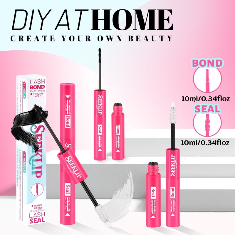 Lash Cluster Glue Waterproof Black Bond and Seal Eyelashes Glue Long Lasting Lash Glue for Eyelash Clusters 72 Hours Gentle Cluster Lashes Glue Frost Protection Lash Bond and Seal (Black,10ml)