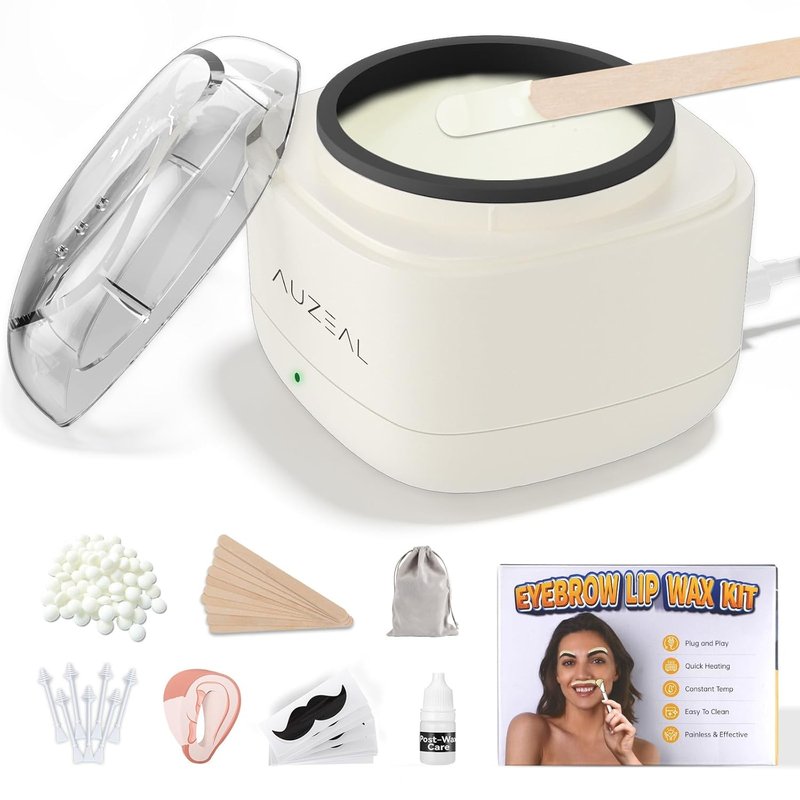 Mini Face Waxing Kit - Facial Hair Removal Waxing Set with 100g Beads & 50 Applicators | Portable USB Heat