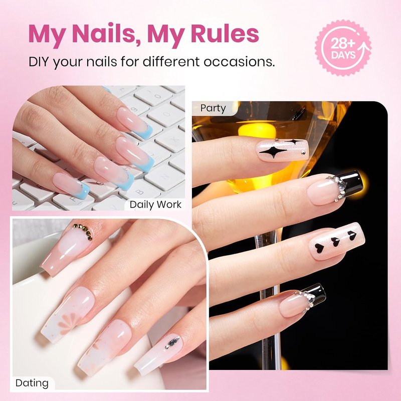 Beetles Gel Nail Tips - Square Coffin Medium 320pcs | Pre-Etched Half Matte Full Cover for Easy DIY Extensions
