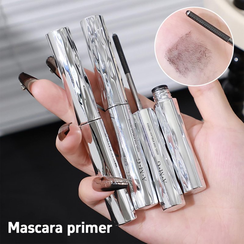 Iron Wand Mascara - Waterproof Tubular Eyelash Primer for Long Curling | Black, Brushless Formula