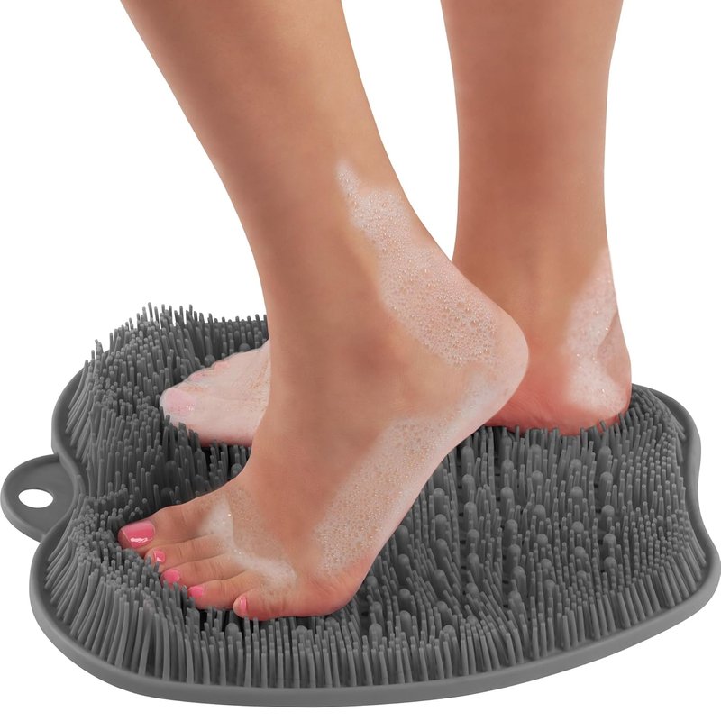 LOVE, LORI Premium Foot Scrubber - XL Non-Slip Shower Exfoliator with Suction Cups | Grey