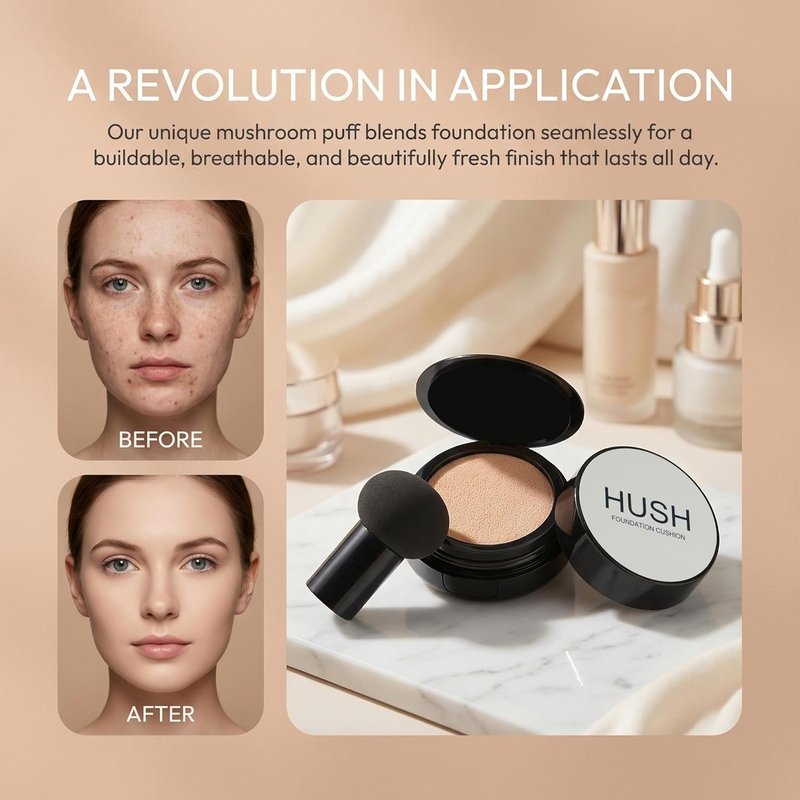 Hush Makeup Foundation - Lightweight Glow Foundation for Mature Skin | Infused with Hyaluronic Acid & Peptides