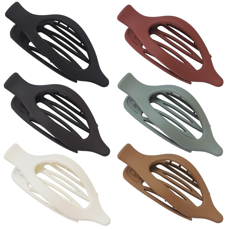 CHANDAT Flat Hair Clip 6 pcs Lay Down Claw Clips Hair Accessories for Women -Basic