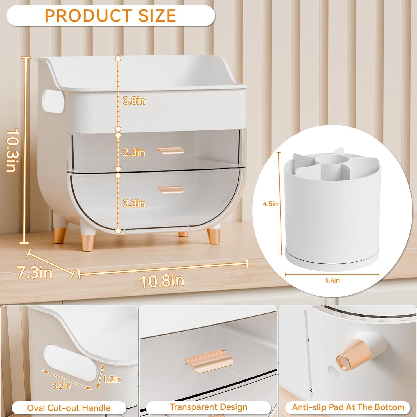 Yieach White Make up Organizer for Countertop,Vanity,Large Capacity Bathroom Makeup Skincare Organizers With Brush Holder,Makeup Storage Organizer for Lotion,Beauty Products,Skin Care,Makeup Display