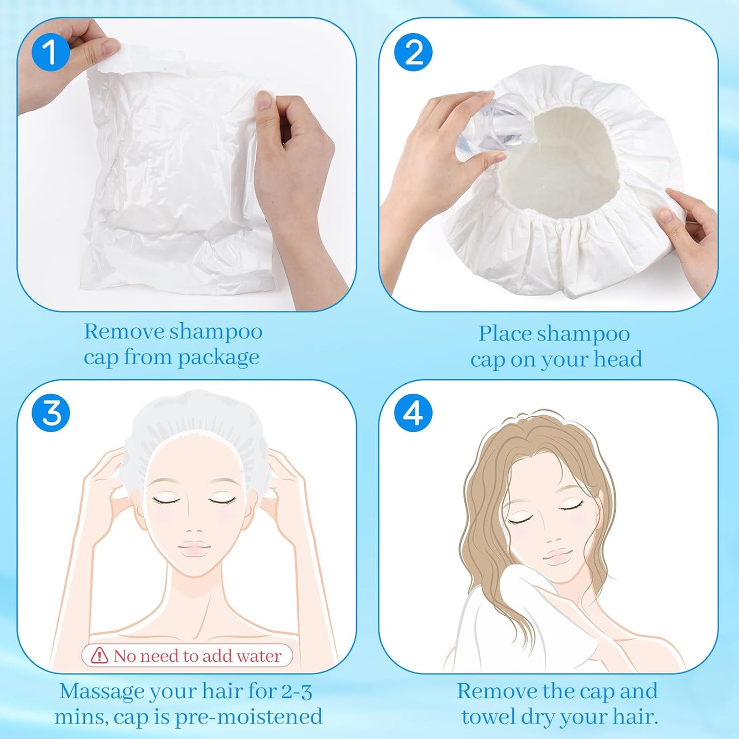 Waterless Shampoo Caps - No Rinse Hair Wash for Bedridden Patients | 6 Pack, Portable Design for Home & Hospital Use