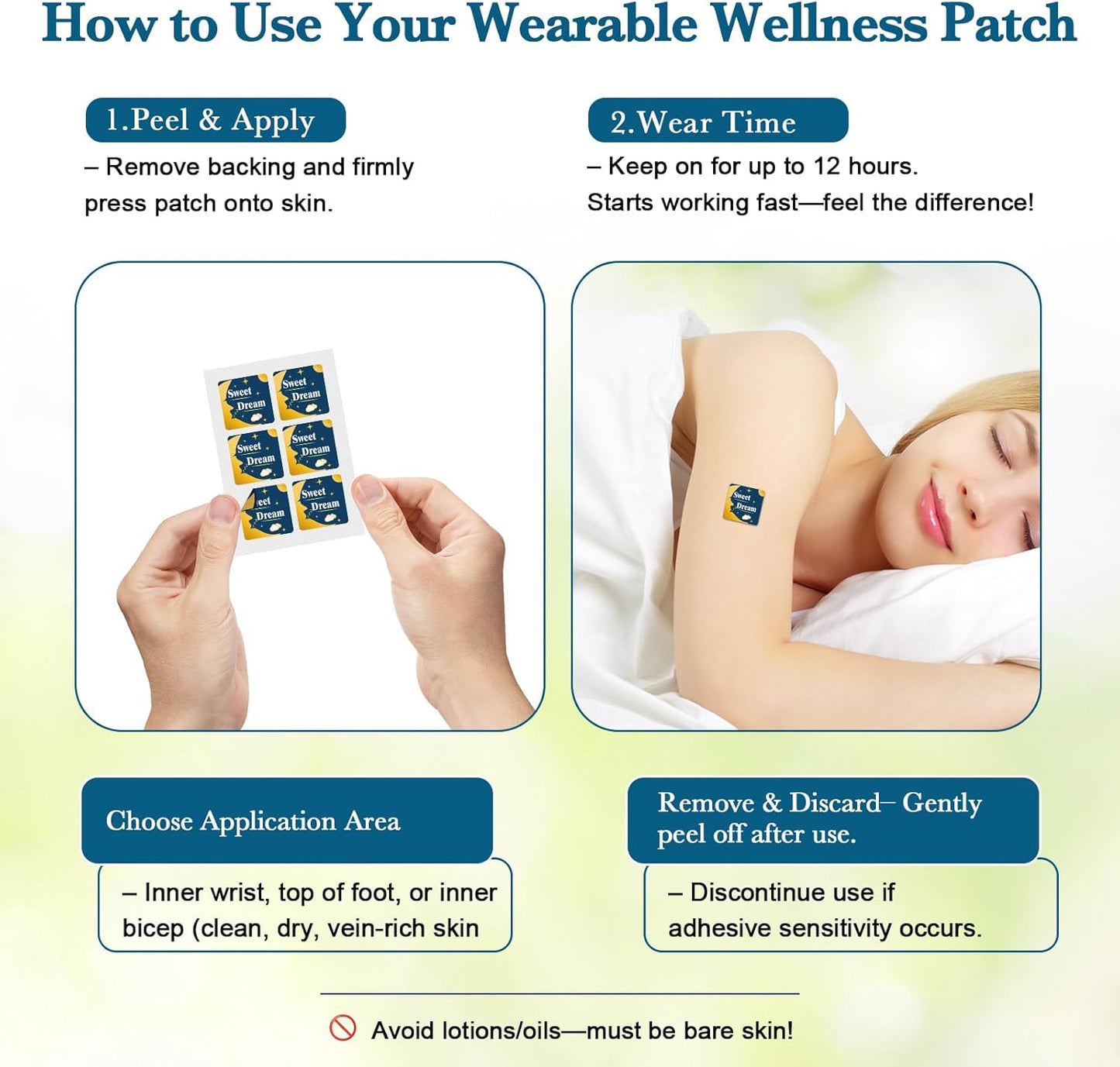 Skiennix Sleep Patches for Adults - Plant-Based Melatonin & Magnesium Aid - 60 Count Box