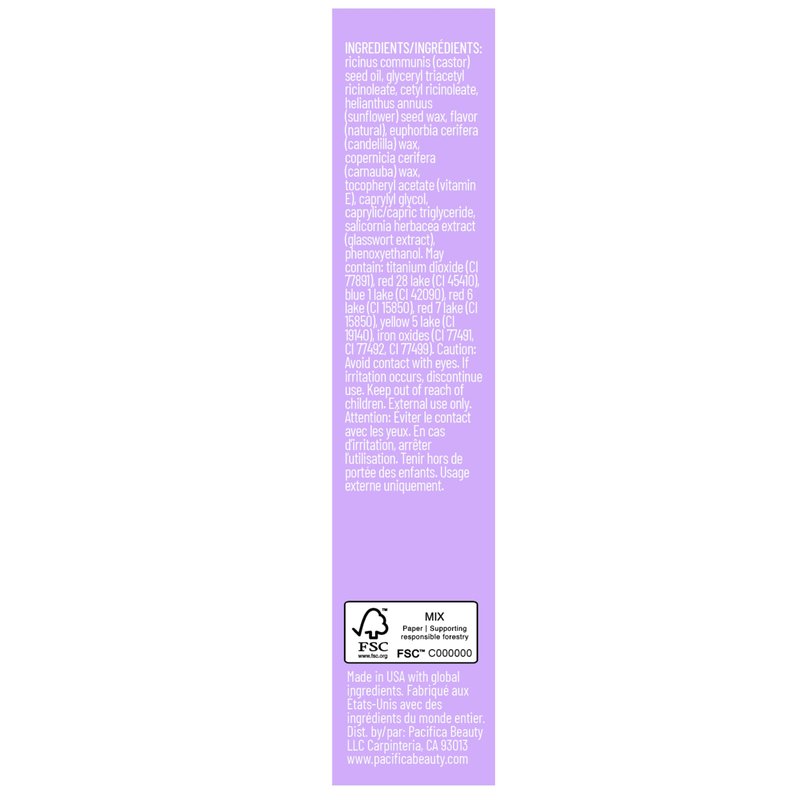 Pacifica Blueberry Crush Lip Buttercream, Tinted Lip Balm, Vegan and Cruelty Free, Rich Cushion Texture Melts Into Lips, Lasting Hydration and Soft Shine, Buildable Mineral Tint