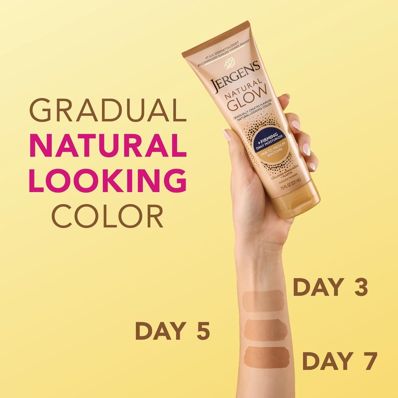 Jergens Natural Glow Self Tanner Lotion - Firming Moisturizer for Fair to Medium Skin Tone | 7.5 Fl Oz (Pack of 2)