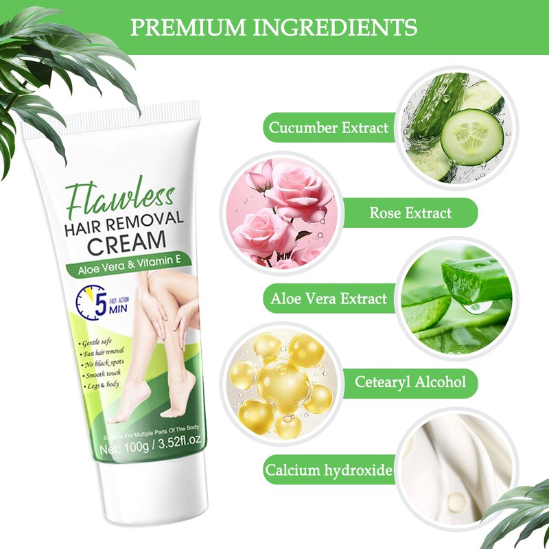 3PCS Hair Removal Cream for Women and Men,Painless Depilatory Cream for Face,Underarms,Leg,Bikini,Gentle Fast Hair Removal Lotion,Moisturizing Depilatory Set at Home, 3.5 Oz