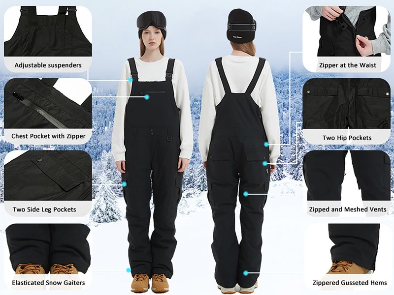SNBOCON Womens Mens Snow Ski Bibs Pants Adjustable Overalls Windproof Waterproof Jumpsuit Snowboarding Insulated Warm Trousers Winter(S,Olive)