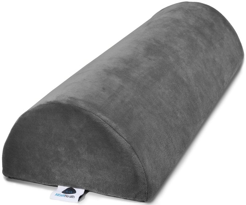 Knee Pillow for Back Sleeping | Large Half Moon Bolster Pillow for Legs, Under Knee Pillow for Sleeping on Back (20.5"x 8"x 4.5") Leg Pillow for Ankle and Foot Comfort, Machine Washable Cover, Grey