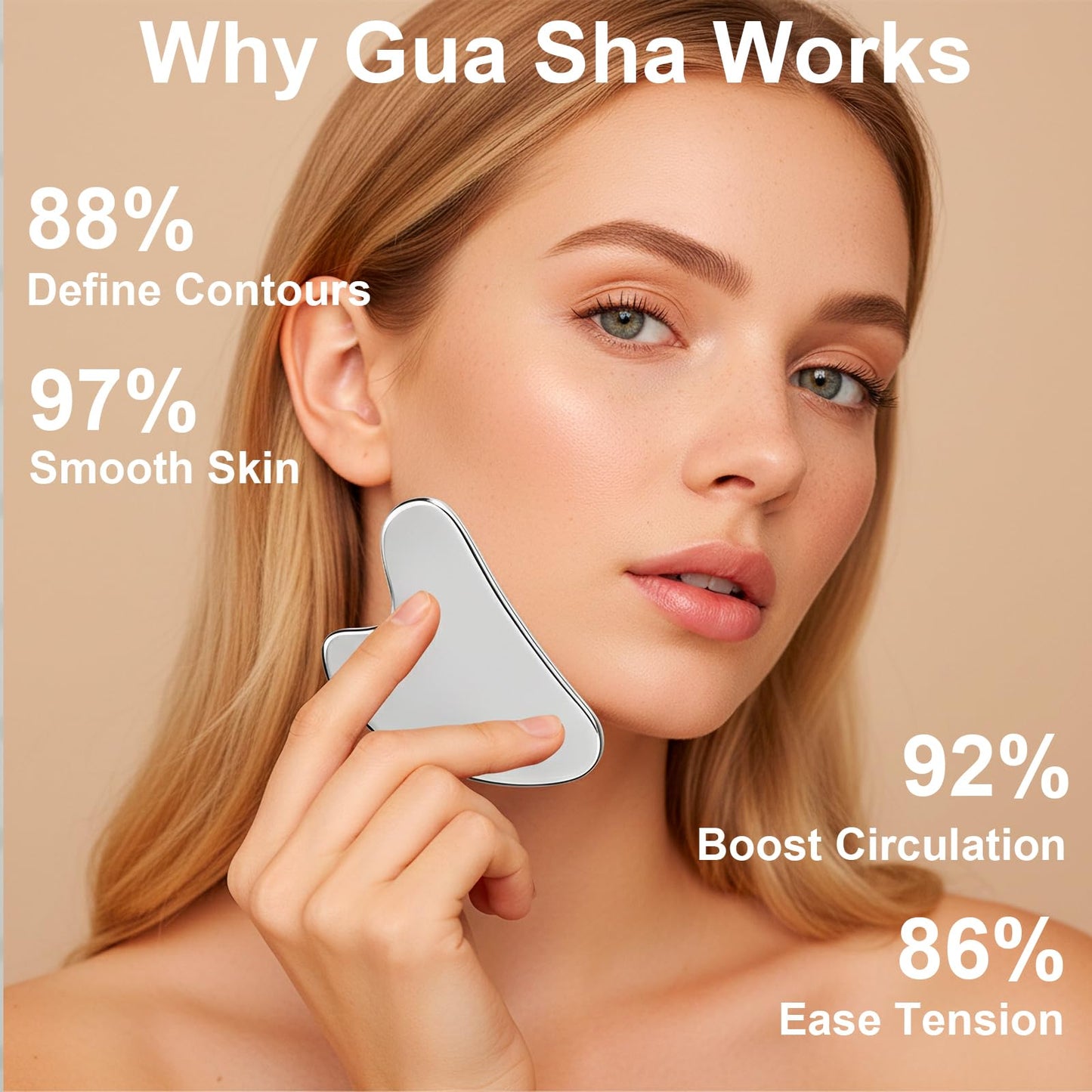 Stainless Steel Gua Sha Tool & Lymphatic Drainage Face Brush Set, TWPER Facial Massage Kit for Jawline Sculpting Puffiness Lifting Relaxation, Contour Face Brush with Storage Case
