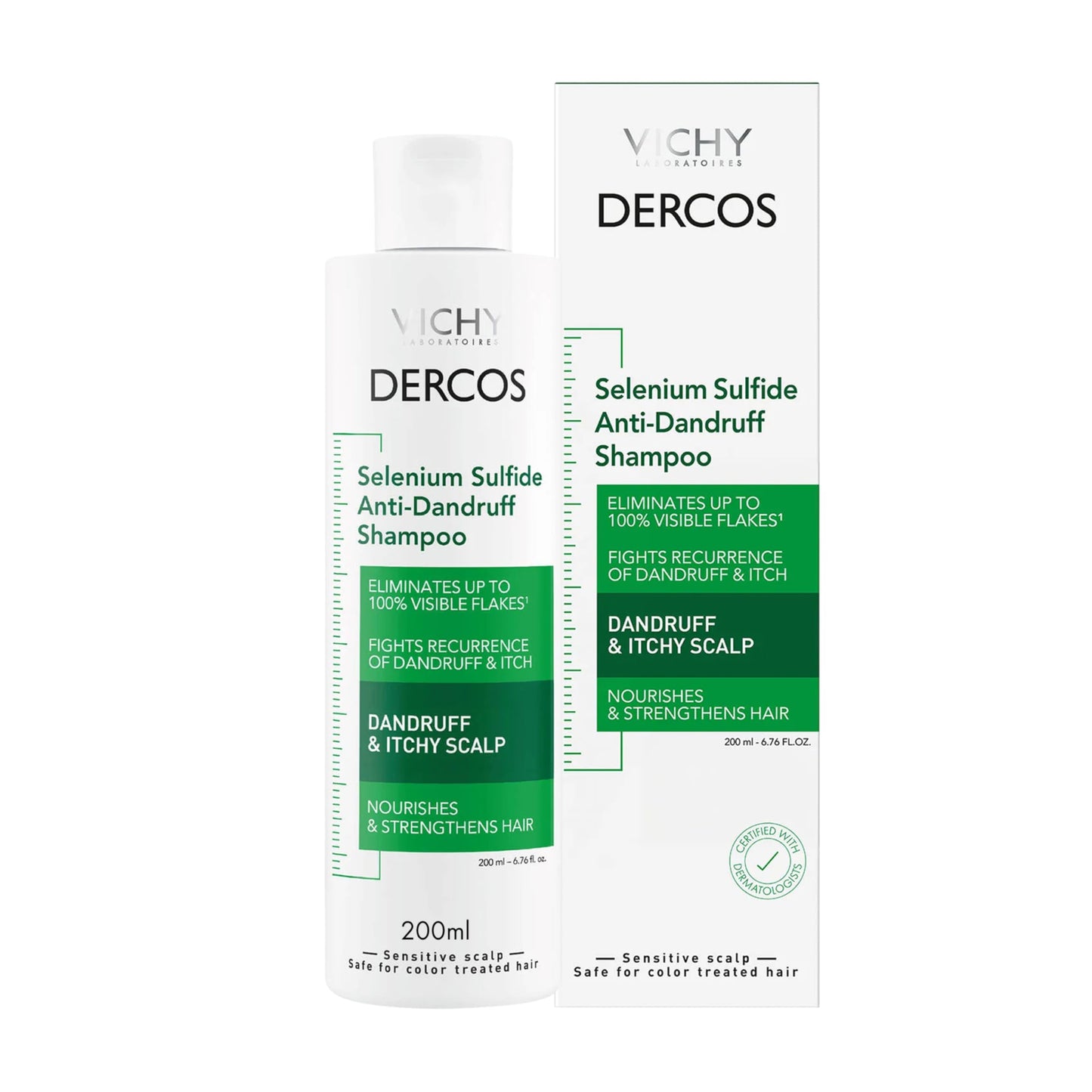 Vichy Dercos Dandruff Shampoo, Antifungal Itchy Scalp Treatment for Men & Women, Clinical Strength Selenium Sulfide, Formulated with Niacinamide & Salicylic Acid, Dermatologist Recommended, 6.76 fl oz