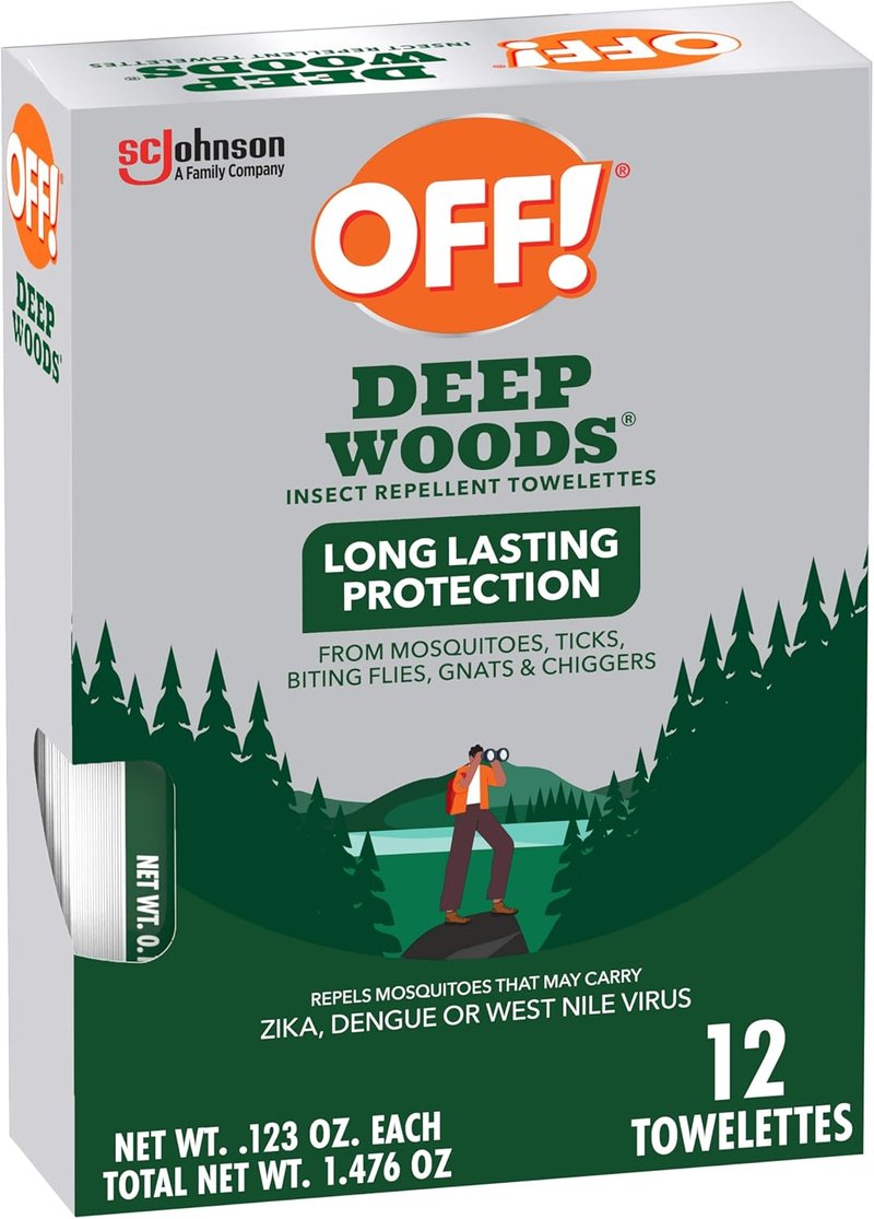 OFF! Deep Woods Mosquito Repellent Wipes - Long-Lasting Protection | 12 Individually Wrapped Wipes