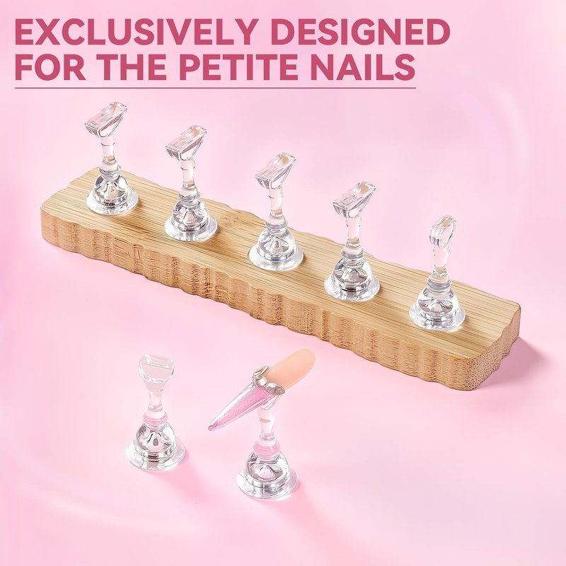 Nail Stand for Press On Nails Art Display Practice 2 Sets, 1 Heart Acrylic Magnetic Nail Stands, Fake Nail Holder Tips With 200 PCS Double-Sided Tape, Nail Kit Home DIY Supplies Accessories
