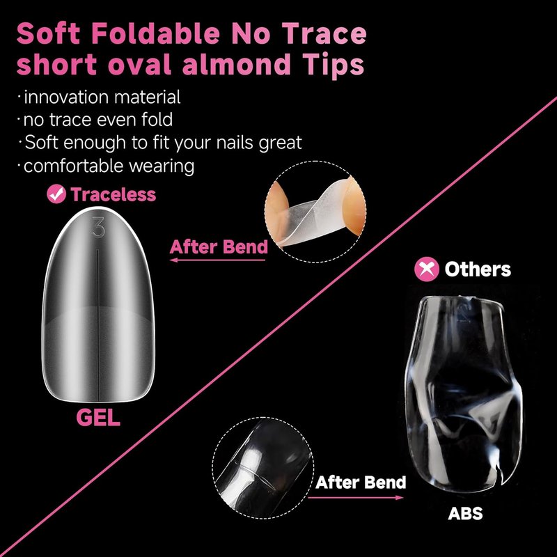 Short Oval Almond Nails - 504 Pcs Full Matte Acrylic Fake Nail Tips | 15 Sizes for DIY Nail Art