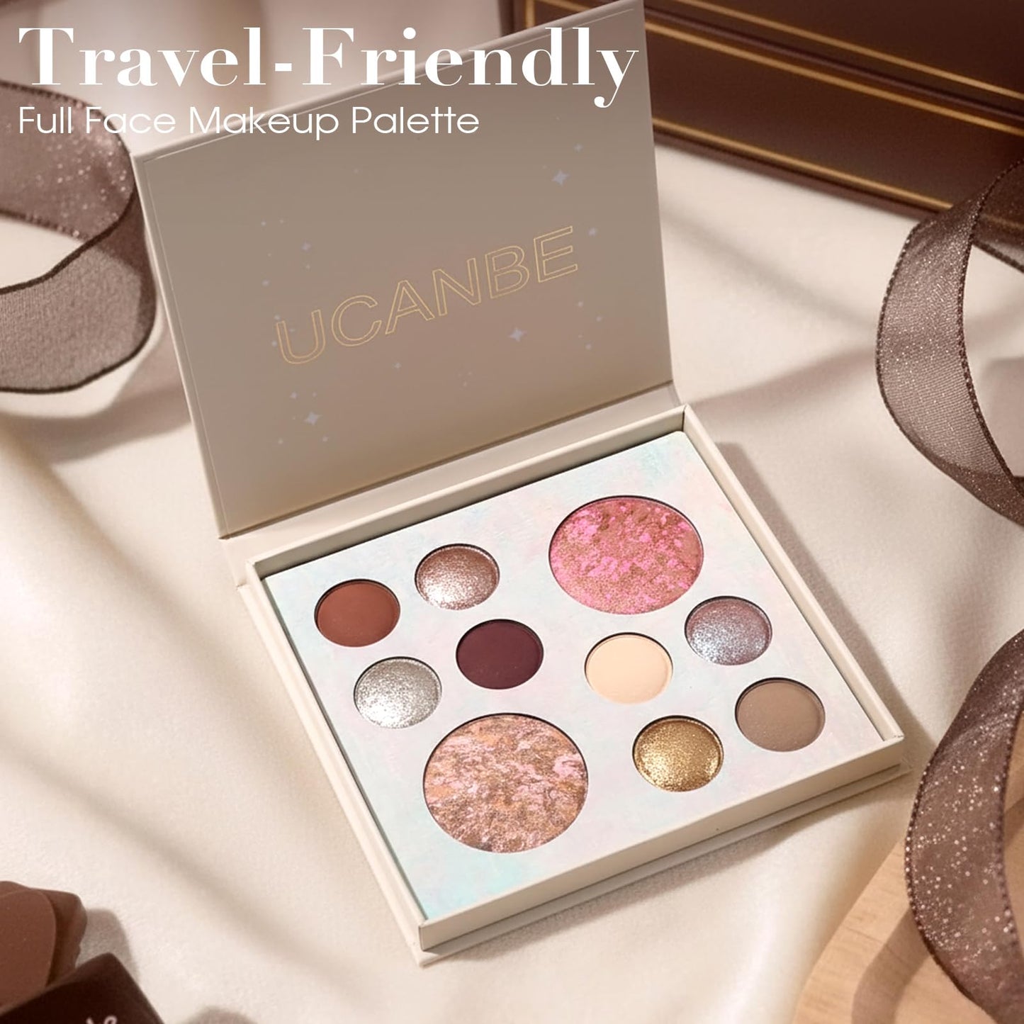 UCANBE All in One Baked Makeup Palette – Eyeshadow, Blush & Bronzer Face Kit, Full Face Makeup Gift Set for Women, Neutral Pigmented Colors