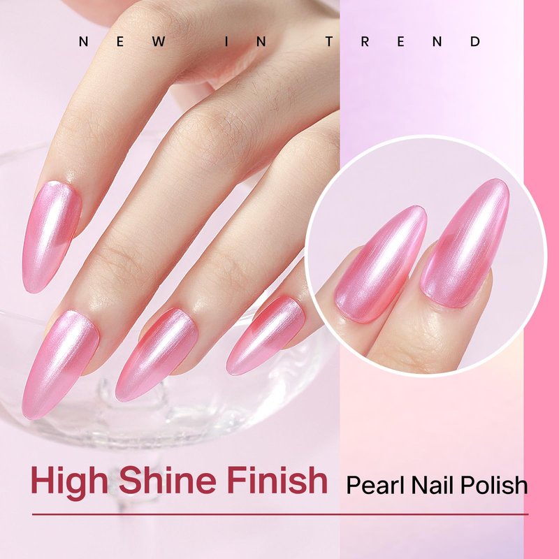 MIZHSE Pearlescent Rose Pink Nail Polish, Quick Dry Pearl Nail Polish, Air Fast Drying 15ml Nail Lacquer Non Gel Oil-based Nail Art Manicure Home DIY
